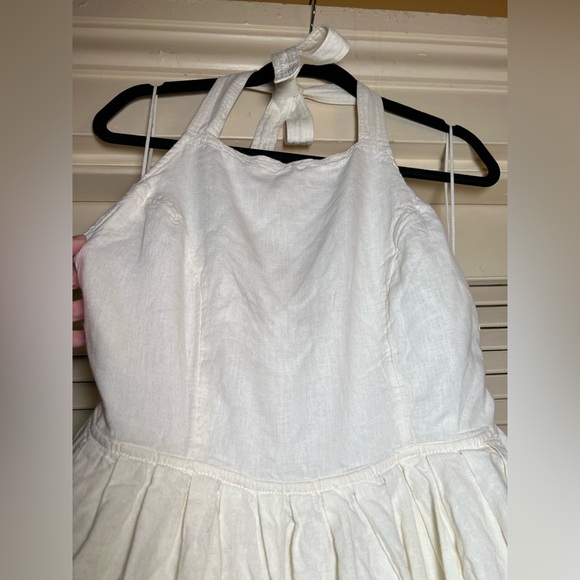 Free People Linen Blend Pinafore Mini Dress Tunic Backless Halter, size large - Picture 9 of 14